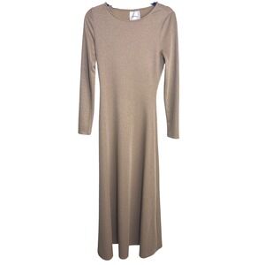 Reformation Kori Knit Maxi Dress Beige Sparkle XS NWOT Long Sleeve